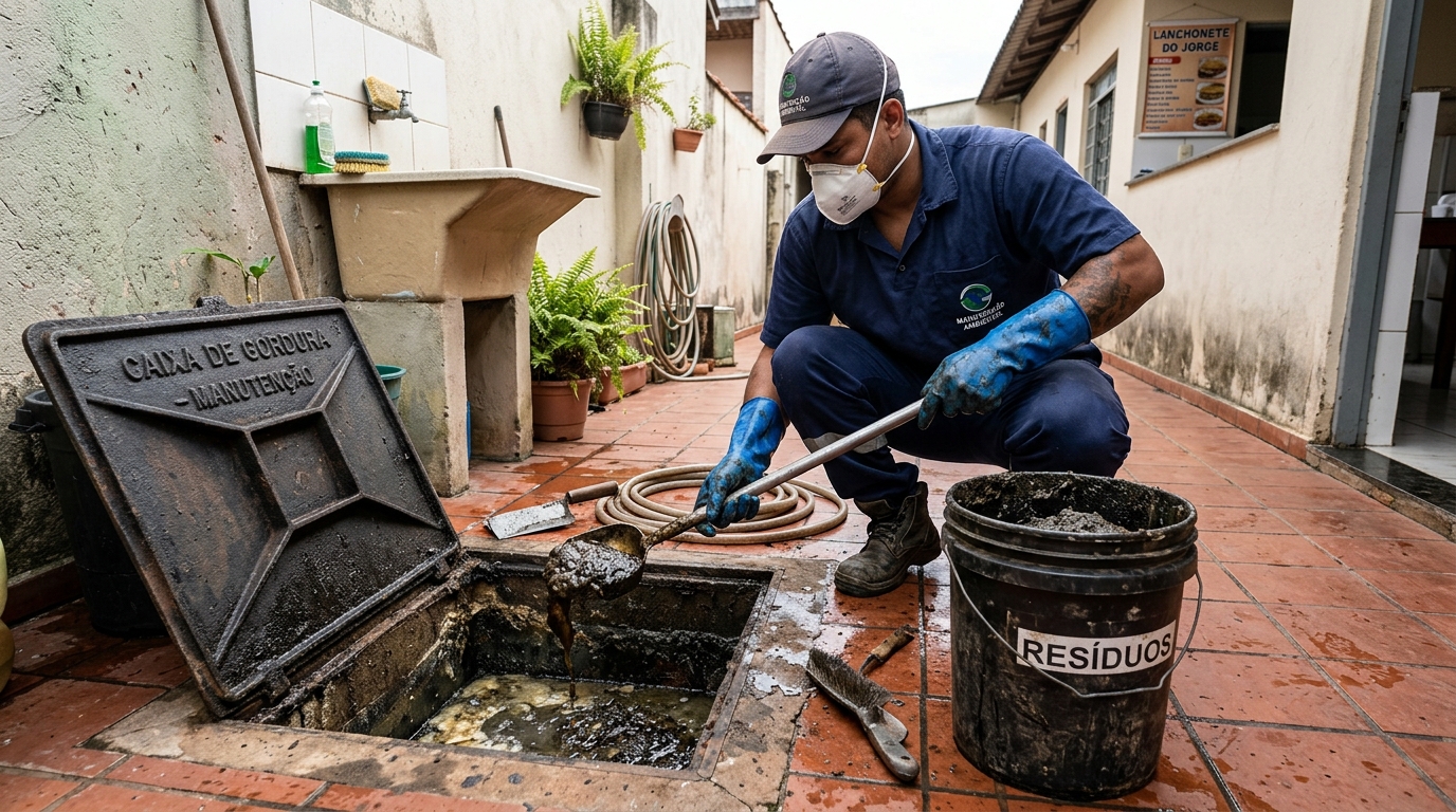 Remoção de resíduos da caixa de gordura em Curitiba‑PR